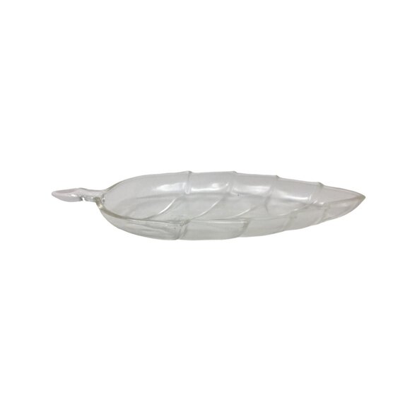Clear Glass Leaf Shaped Bowl/Serving Dish - about 10'' Long - Picture 3 of 5
